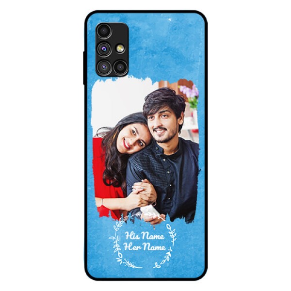 Galaxy M51 Custom Glass Phone Case - Blue Color Vintage Design