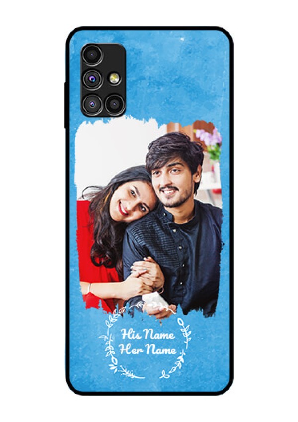 Galaxy M51 Custom Glass Phone Case - Blue Color Vintage Design