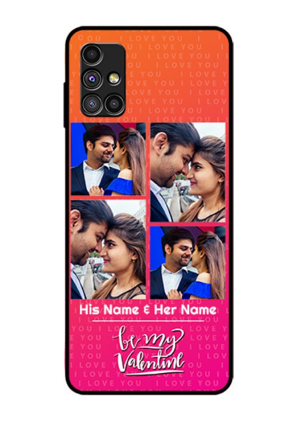 Galaxy M51 Custom Glass Phone Case  - I Love You Pink Design