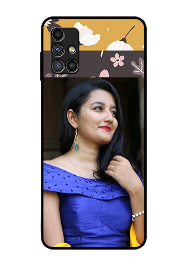 Galaxy M51 Custom Glass Phone Case  - Stylish Floral Design