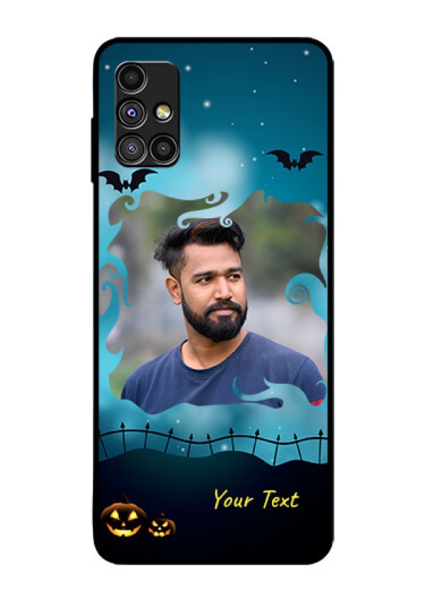 Galaxy M51 Custom Glass Phone Case  - Halloween frame design