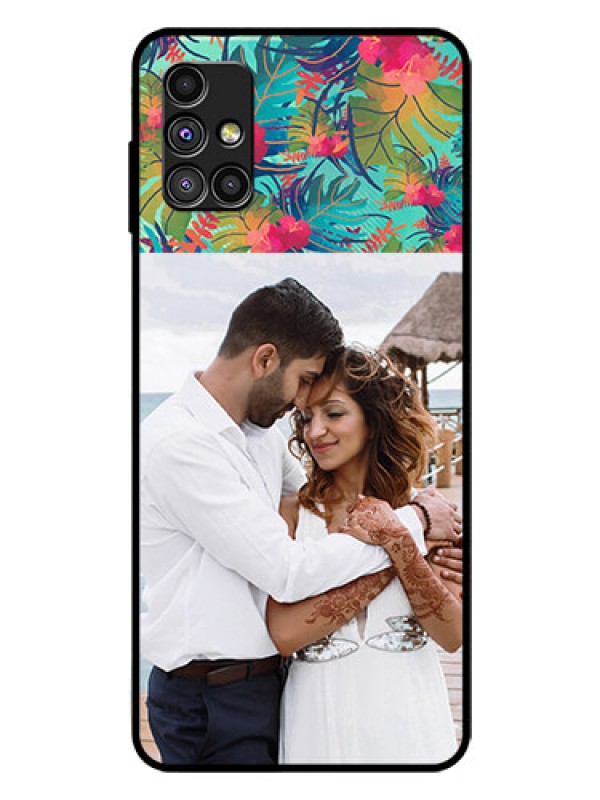 Custom Galaxy M51 Photo Printing on Glass Case  - Watercolor Floral Design