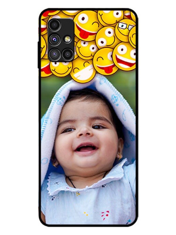Custom Galaxy M51 Custom Glass Mobile Case  - with Smiley Emoji Design