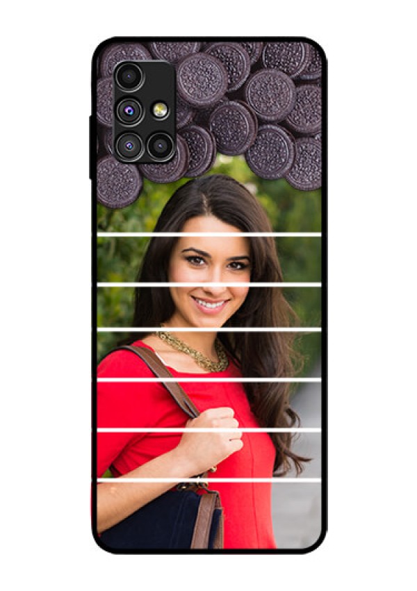 Galaxy M51 Custom Glass Phone Case  - with Oreo Biscuit Design