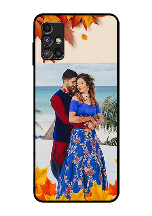 Galaxy M51 Photo Printing on Glass Case  - Autumn Maple Leaves Design