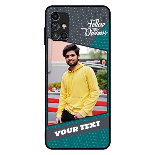 Galaxy M51 Personalized Glass Phone Case  - Background Pattern Design with Quote
