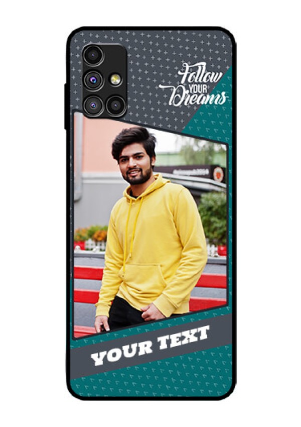 Galaxy M51 Personalized Glass Phone Case  - Background Pattern Design with Quote