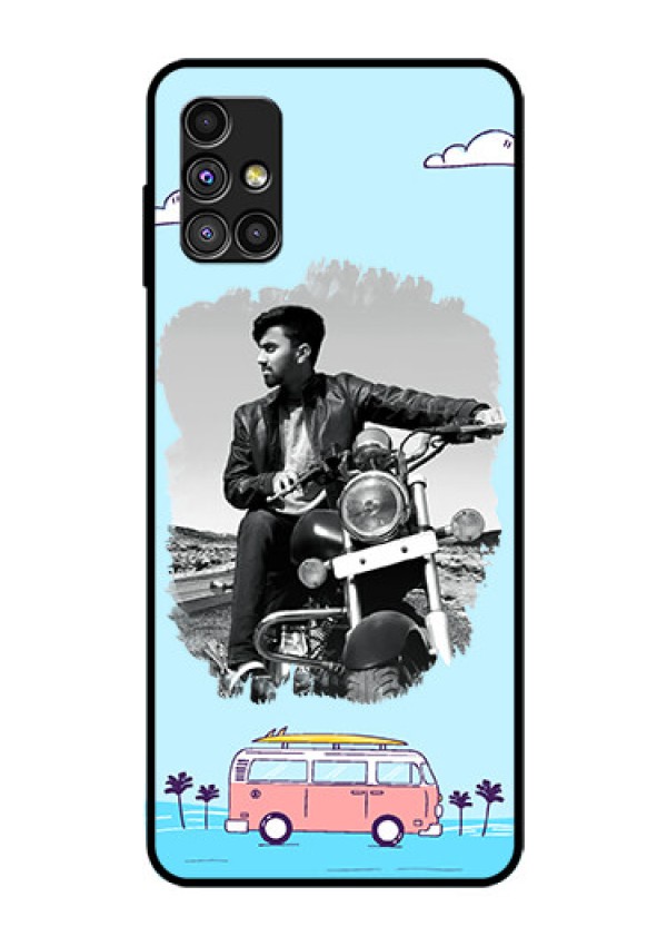 Galaxy M51 Photo Printing on Glass Case  - Travel & Adventure Design