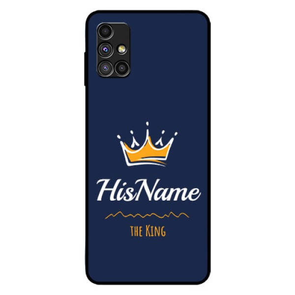 Galaxy M51 Glass Phone Case King with Name