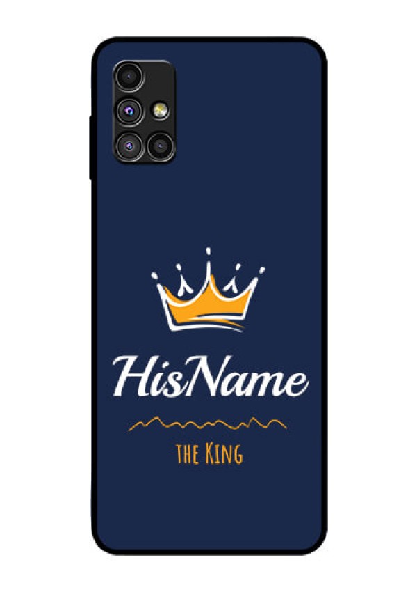 Galaxy M51 Glass Phone Case King with Name