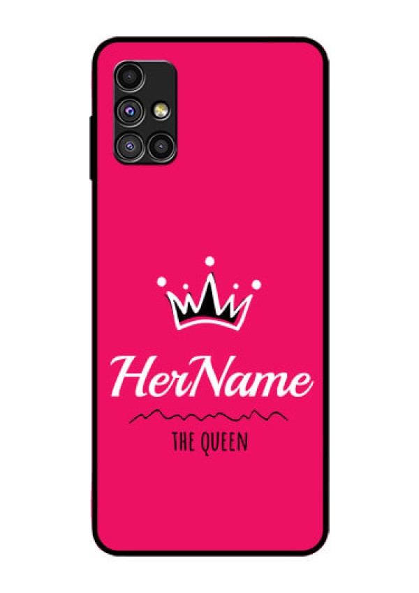 Galaxy M51 Glass Phone Case Queen with Name