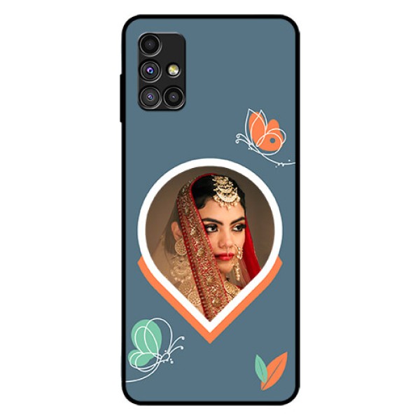 Galaxy M51 Custom Glass Mobile Case - Droplet Butterflies Design