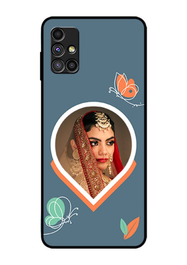 Galaxy M51 Custom Glass Mobile Case - Droplet Butterflies Design
