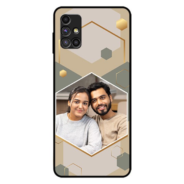 Galaxy M51 Photo Printing on Glass Case - Stylish Hexagon Pattern Design Galaxy M51 Photo Printing on Glass Case - Stylish Hexagon Pattern Design