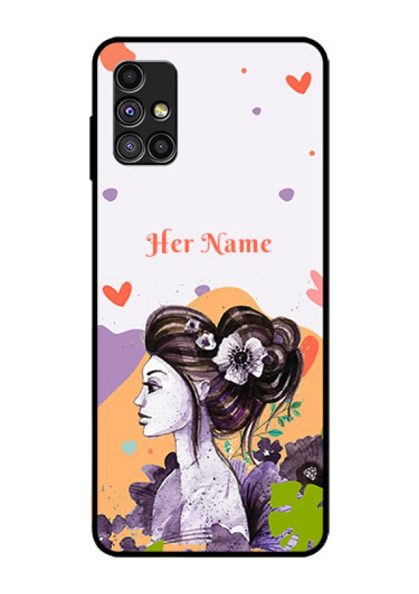 Galaxy M51 Personalized Glass Phone Case - Woman And Nature Design