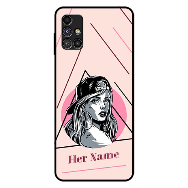 Galaxy M51 Personalized Glass Phone Case - Rockstar Girl Design