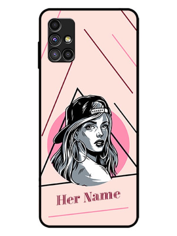 Custom Galaxy M51 Personalized Glass Phone Case - Rockstar Girl Design