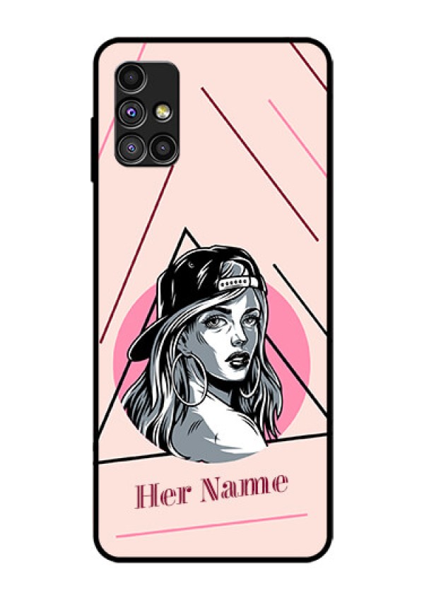Galaxy M51 Personalized Glass Phone Case - Rockstar Girl Design
