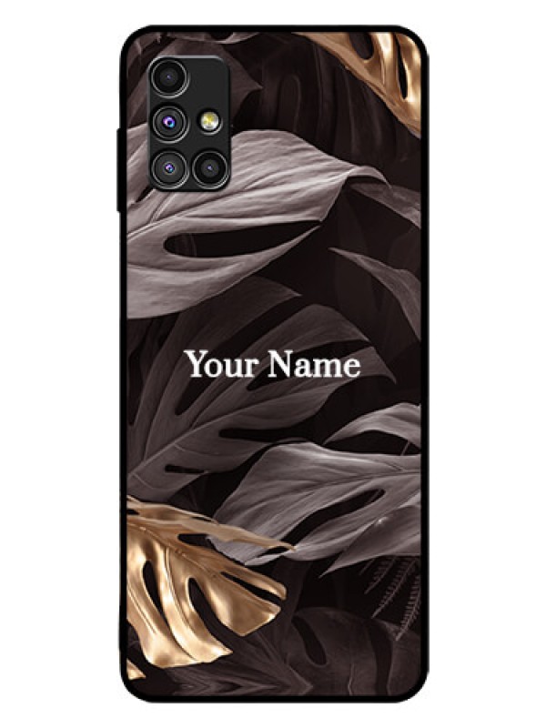 Custom Galaxy M51 Personalised Glass Phone Case - Wild Leaves digital paint Design