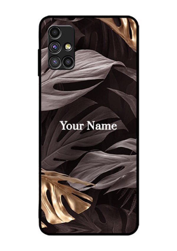 Galaxy M51 Personalised Glass Phone Case - Wild Leaves digital paint Design