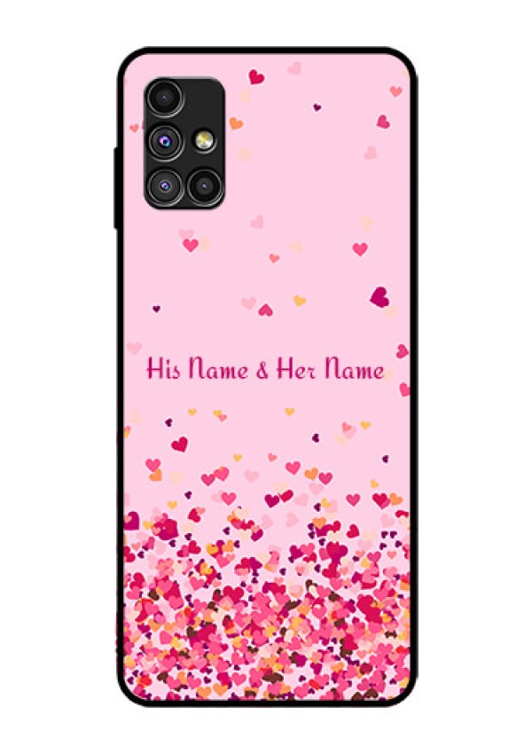 Galaxy M51 Photo Printing on Glass Case - Floating Hearts Design