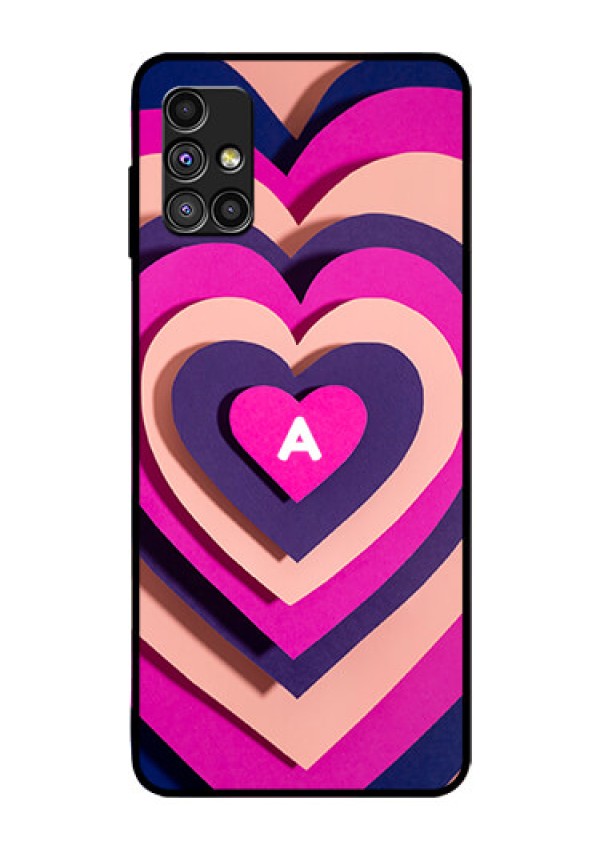 Galaxy M51 Custom Glass Mobile Case - Cute Heart Pattern Design