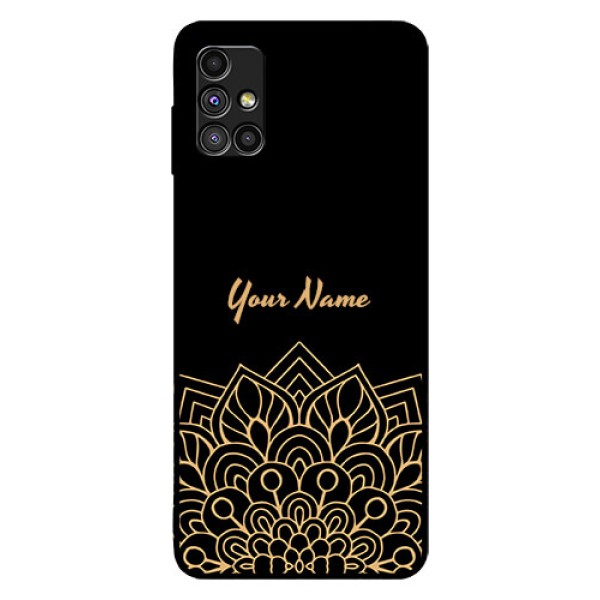 Galaxy M51 Custom Glass Phone Case - Golden mandala Design