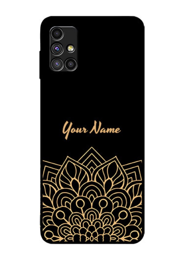 Galaxy M51 Custom Glass Phone Case - Golden mandala Design