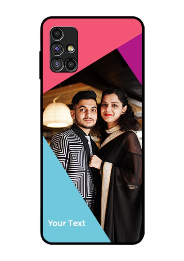 Galaxy M51 Custom Glass Mobile Case - Stacked Triple colour Design