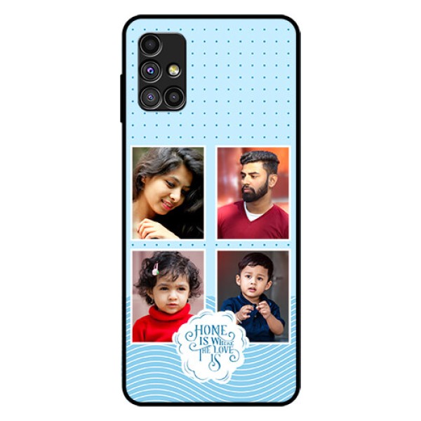 Galaxy M51 Custom Glass Phone Case - Cute love quote with 4 pic upload Design Galaxy M51 Custom Glass Phone Case - Cute love quote with 4 pic upload Design
