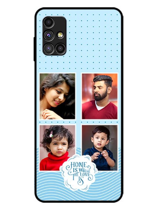 Custom Galaxy M51 Custom Glass Phone Case - Cute love quote with 4 pic upload Design