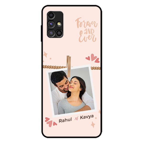 Galaxy M51 Custom Glass Phone Case - Forever and ever love Design