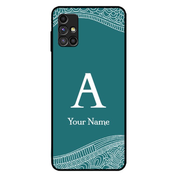Galaxy M51 Personalized Glass Phone Case - line art pattern with custom name Design Galaxy M51 Personalized Glass Phone Case - line art pattern with custom name Design