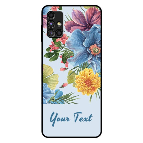 Galaxy M51 Custom Glass Mobile Case - Stunning Watercolored Flowers Painting Design