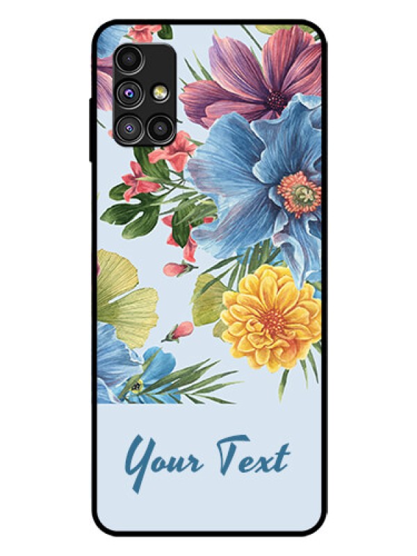 Custom Galaxy M51 Custom Glass Mobile Case - Stunning Watercolored Flowers Painting Design