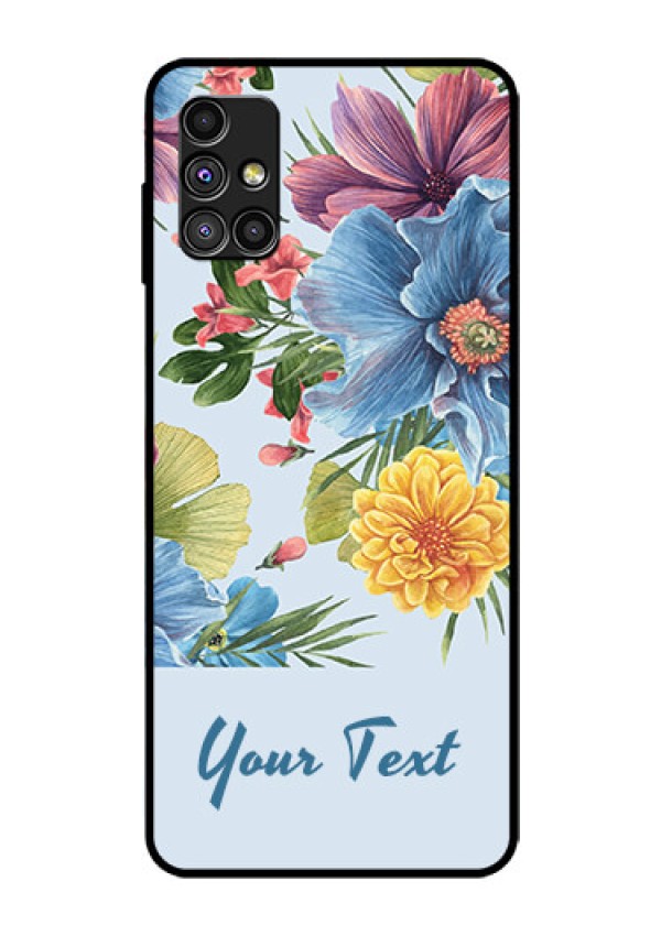 Galaxy M51 Custom Glass Mobile Case - Stunning Watercolored Flowers Painting Design