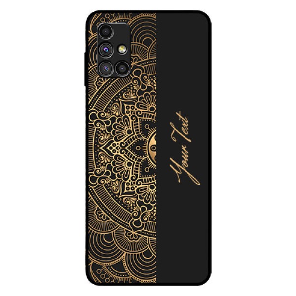 Galaxy M51 Photo Printing on Glass Case - Mandala art with custom text Design Galaxy M51 Photo Printing on Glass Case - Mandala art with custom text Design