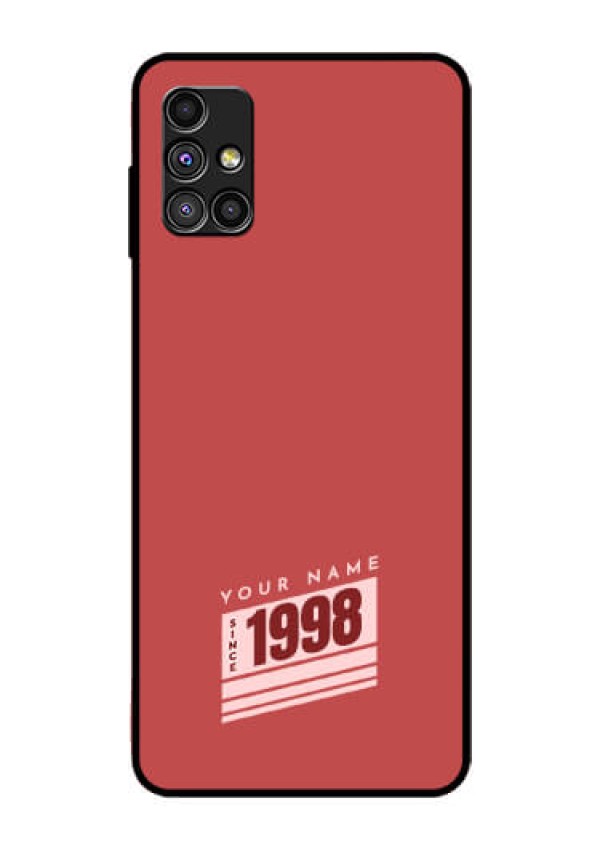Galaxy M51 Custom Glass Phone Case - Red custom year of birth Design