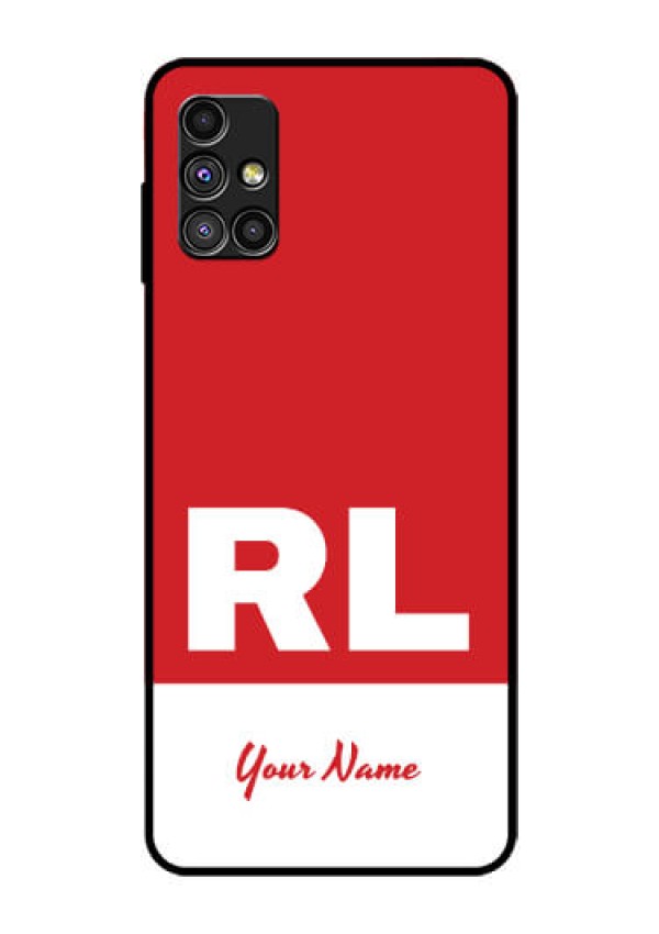 Galaxy M51 Personalized Glass Phone Case - dual tone custom text Design