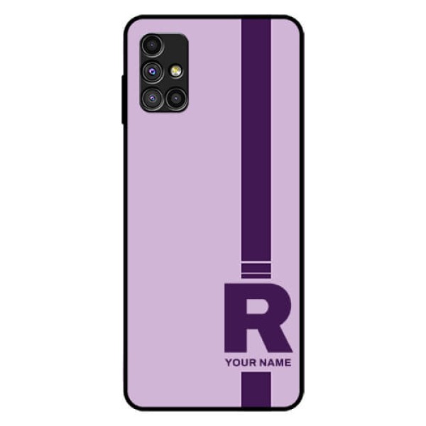 Galaxy M51 Photo Printing on Glass Case - Simple dual tone stripe with name Design Galaxy M51 Photo Printing on Glass Case - Simple dual tone stripe with name Design
