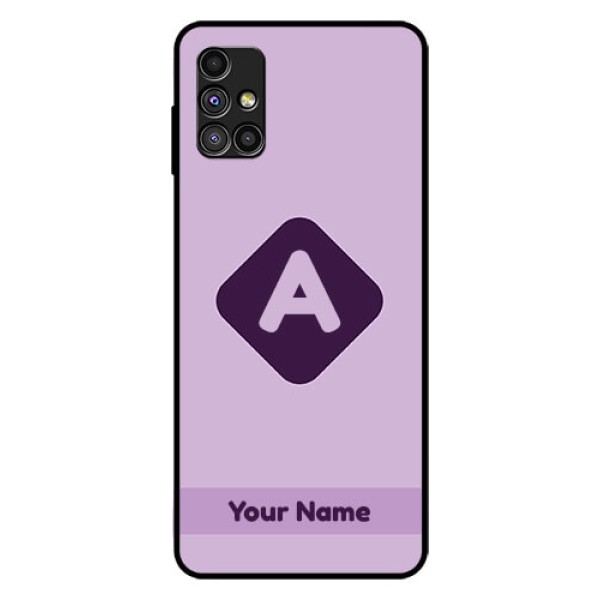 Galaxy M51 Custom Glass Mobile Case - Custom Letter in curved badge Design