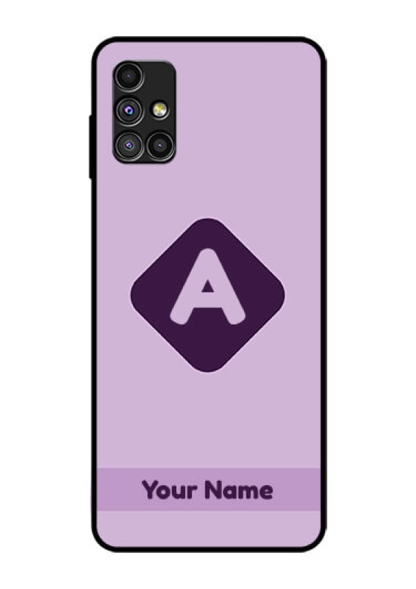 Galaxy M51 Custom Glass Mobile Case - Custom Letter in curved badge Design