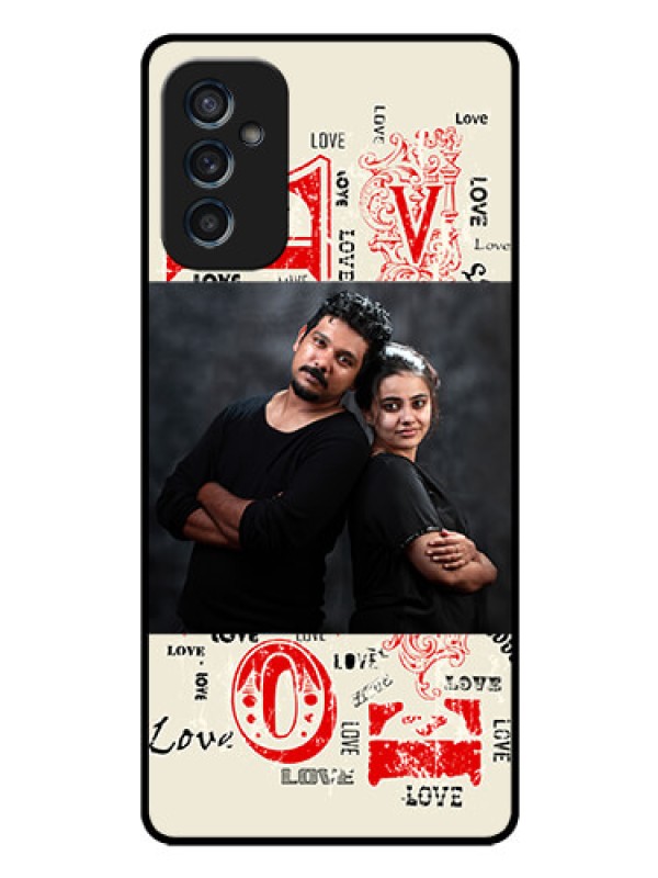 Custom Galaxy M52 5G Photo Printing on Glass Case - Trendy Love Design Case