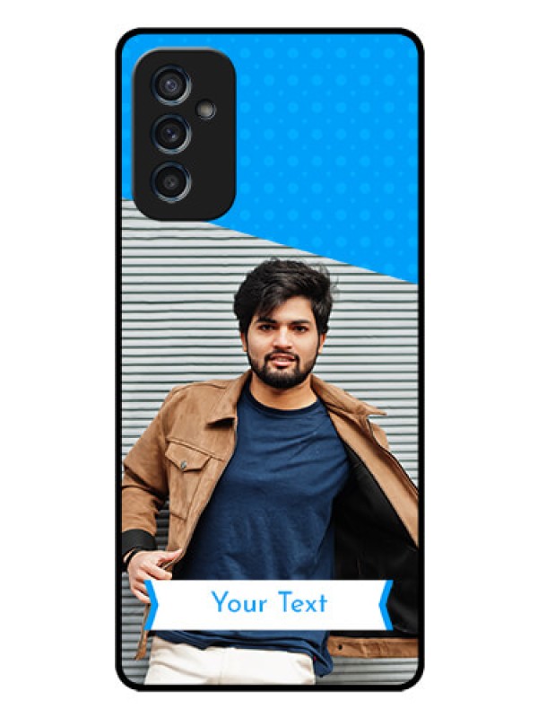 Custom Galaxy M52 5G Photo Printing on Glass Case - Simple Blue Color Design