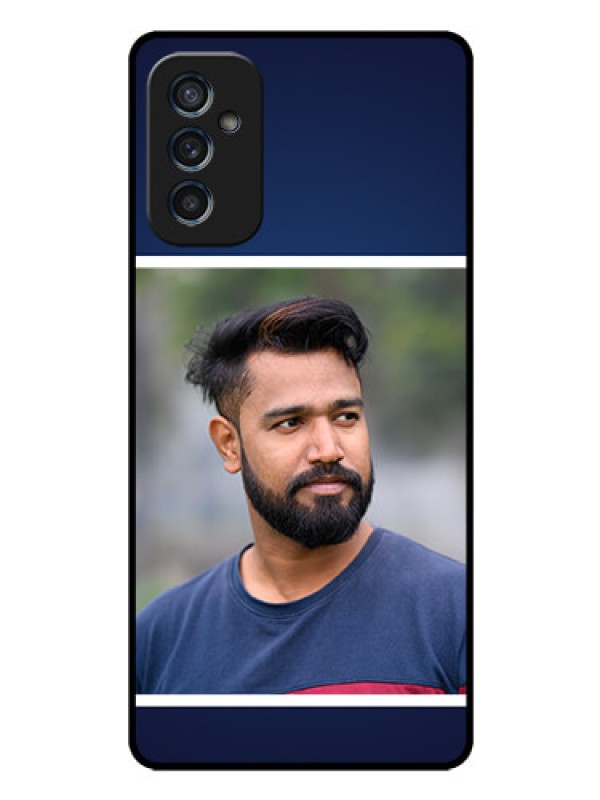 Custom Galaxy M52 5G Personalized Glass Phone Case - Simple Royal Blue Design