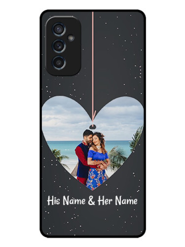 Custom Galaxy M52 5G Custom Glass Phone Case - Hanging Heart Design