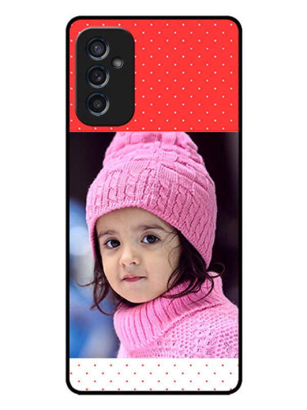 Custom Galaxy M52 5G Photo Printing on Glass Case - Red Pattern Design