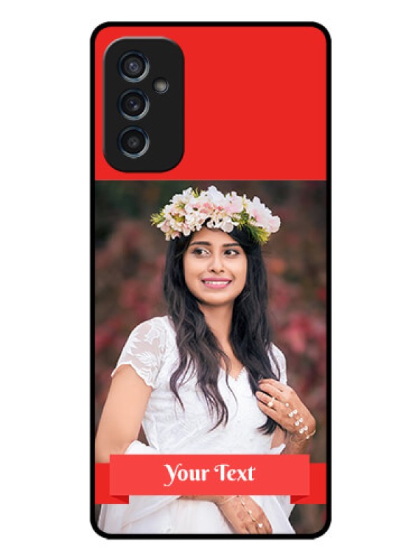 Custom Galaxy M52 5G Custom Glass Phone Case - Simple Red Color Design