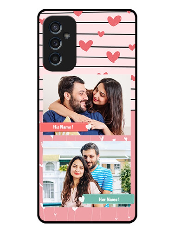 Custom Galaxy M52 5G Custom Glass Mobile Case - Photo with Heart Design