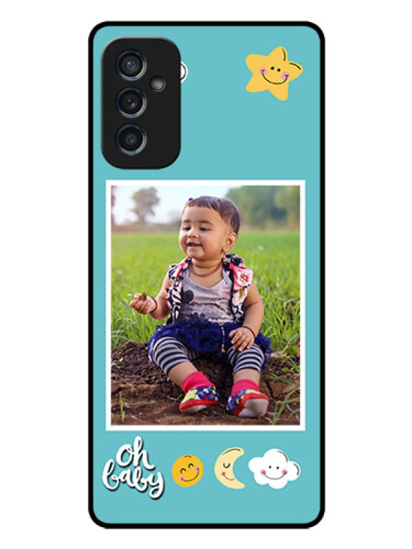 Custom Galaxy M52 5G Personalized Glass Phone Case - Smiley Kids Stars Design